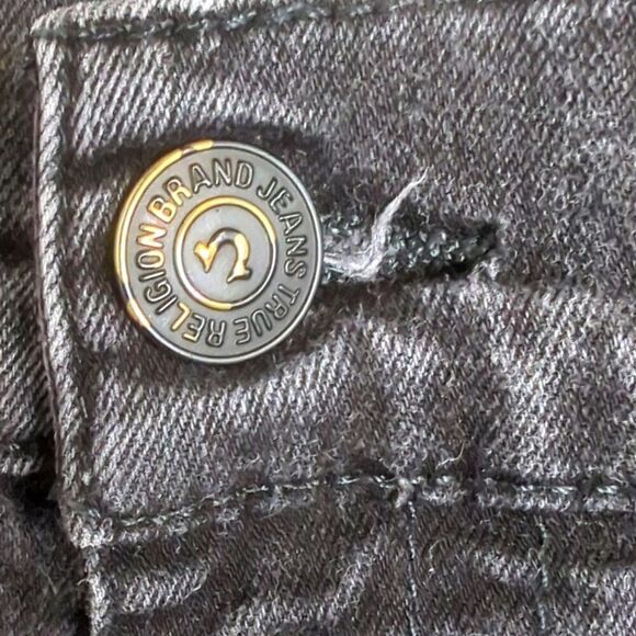 True Religion Black Denim Short Cut- offs Size 42 - Picture 3 of 10